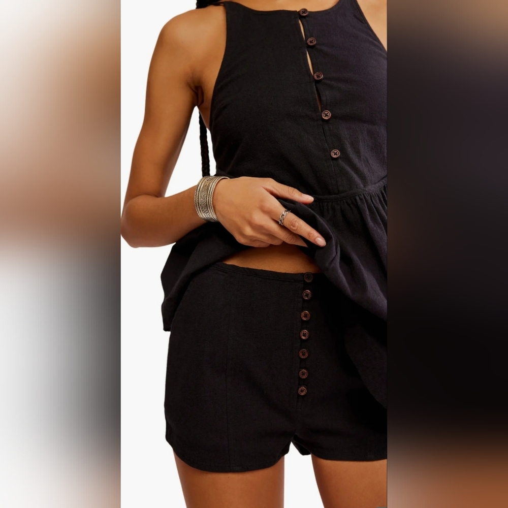 NWT FREE PEOPLE Tabea Babydoll Tank & Short Set Linen Blend!! Size M - Picture 2 of 10